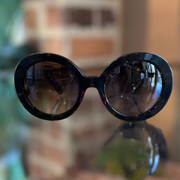 PRADA SPR27N Baroque Swirl Brown Tortoise Round Sunglasses - Picture 1 of 9